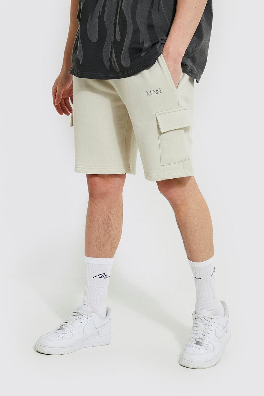 Mittellange Original Man Slim-Fit Jersey Cargo-Shorts, Stone image number 1