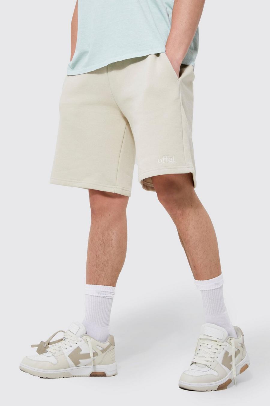 Stone beige Offcl Shorts i jersey med ledig passform