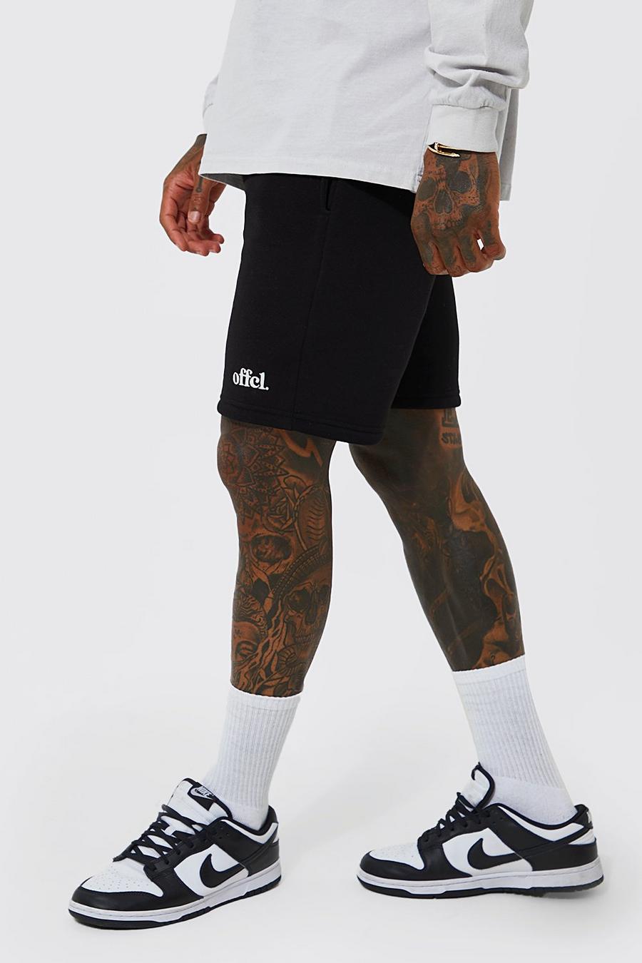 Black Official Man Slim Fit Mid Length Jersey Short image number 1