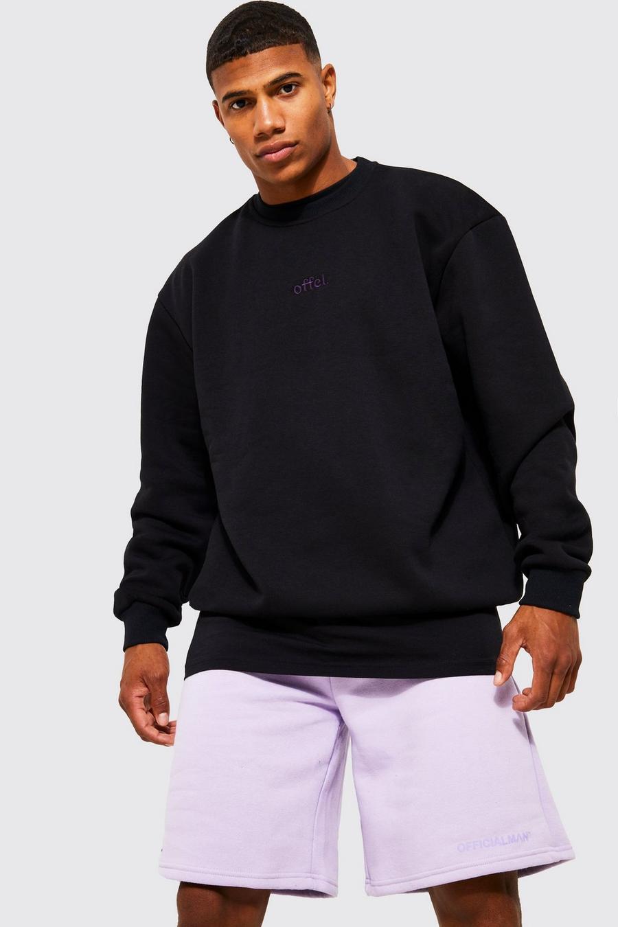 Black Man Signature Oversize sweatshirt med hög halsmudd image number 1