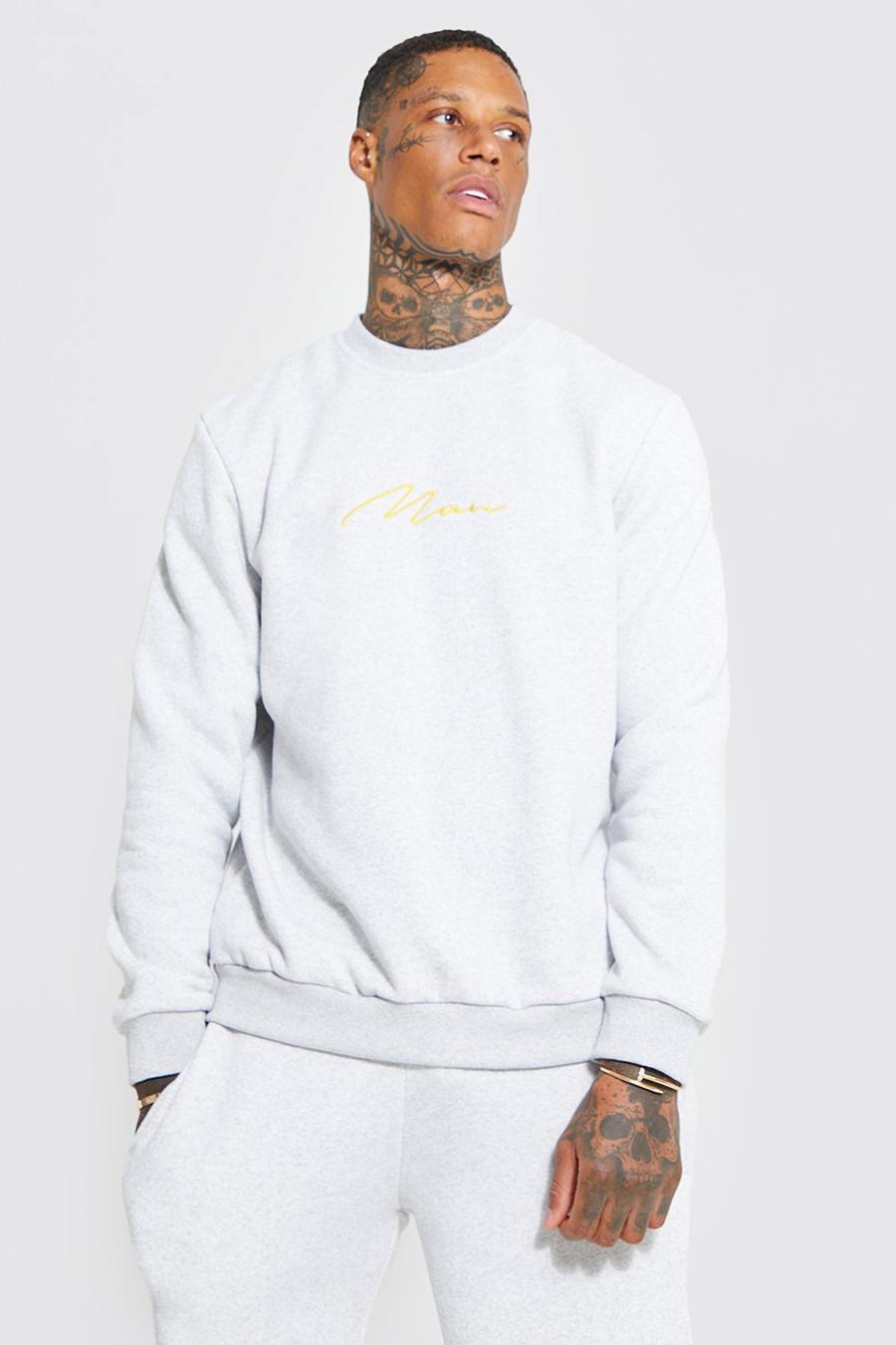 Man Signature Rundhals-Sweatshirt, Grey marl image number 1