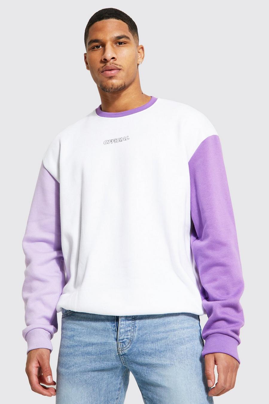 White Tall Oversized Ofcl Colour Block Sweatshirt image number 1