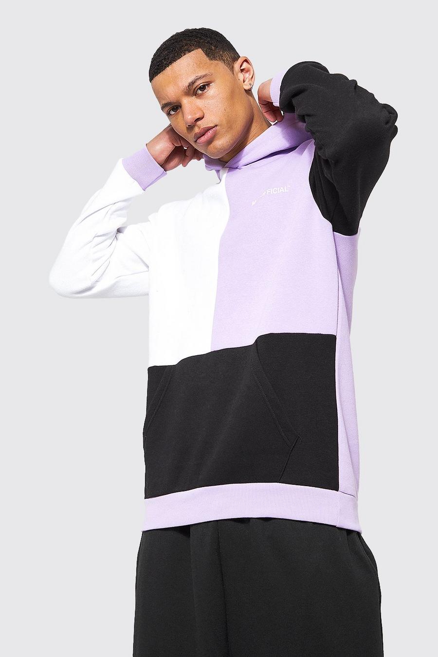 Lilac Tall Colour Block Man Official Hoodie image number 1