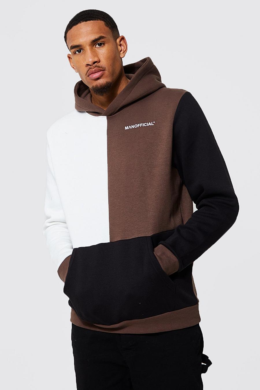 Brown Tall Man Official Multi Colour Block Hoodie image number 1