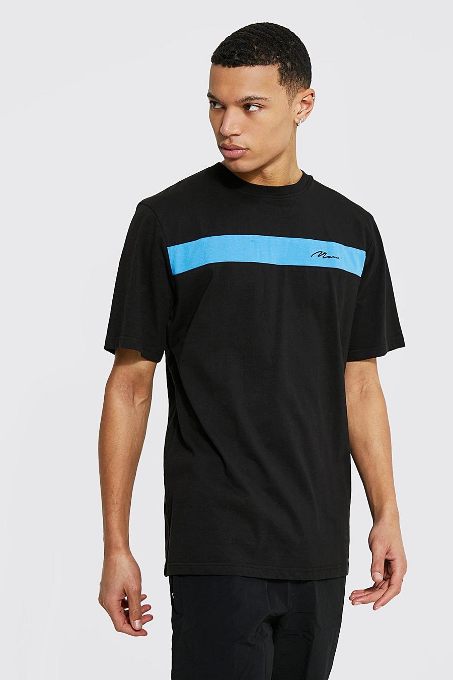 Tall - T-shirt effet color block à logo - MAN, Black image number 1