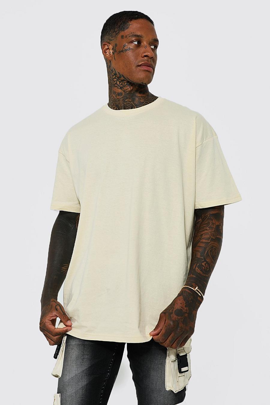 Oversize Rundhals T-Shirt, Sand beige