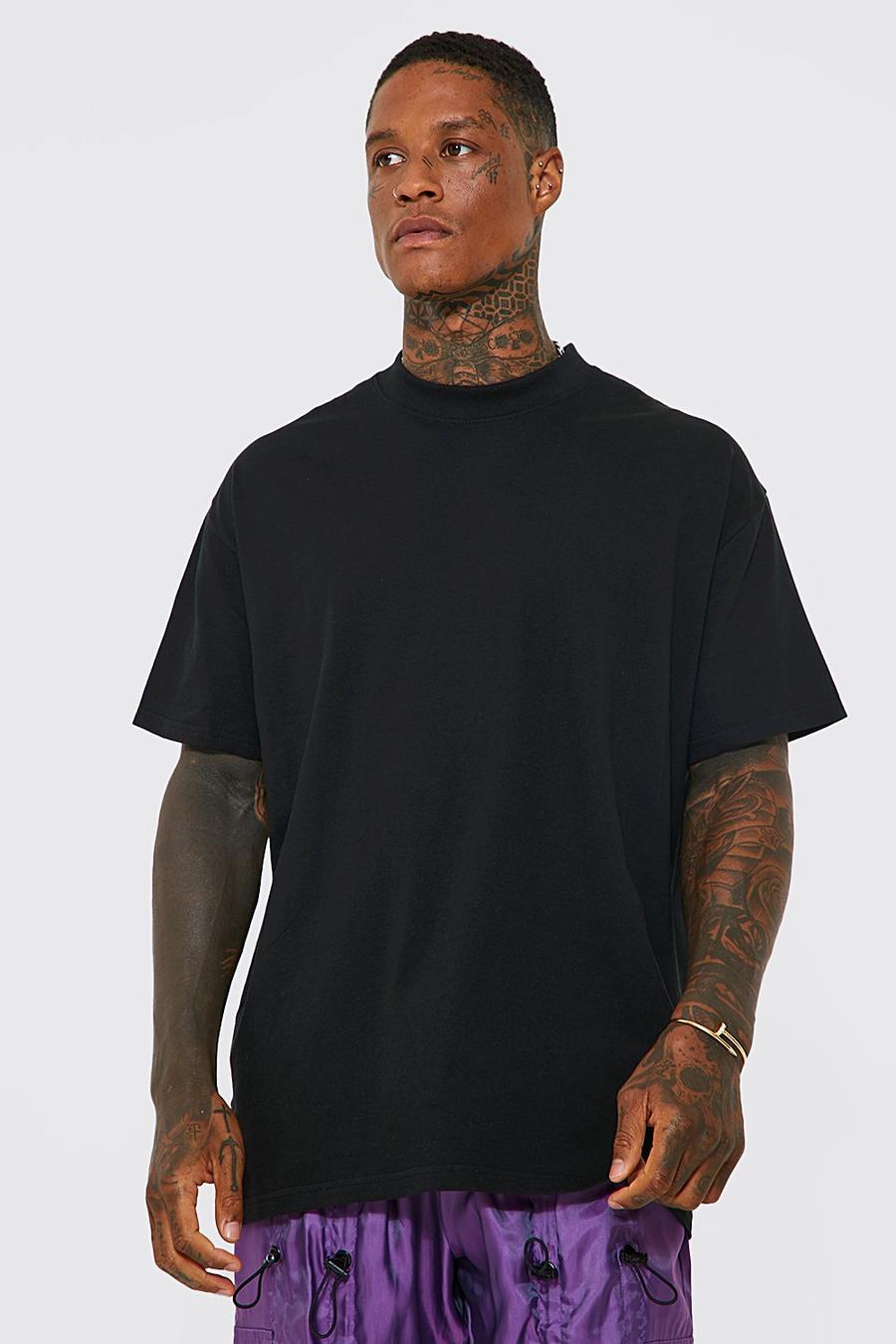T-shirt oversize à col montant, Black image number 1