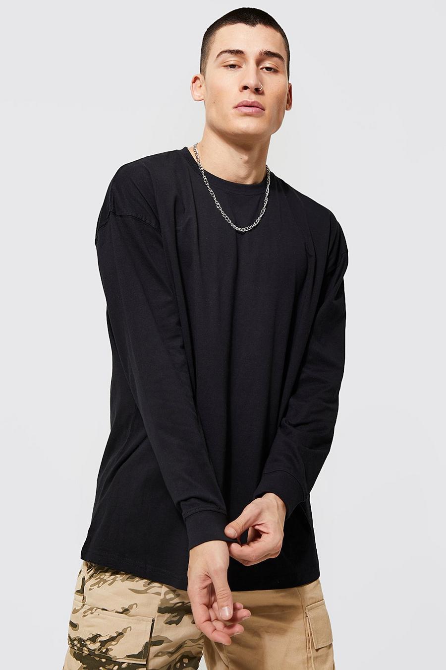 Black Oversized Long Sleeve T-shirt image number 1