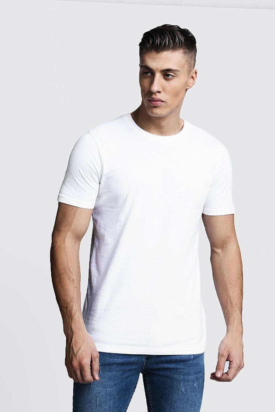 White T-shirt med rund hals image number 1