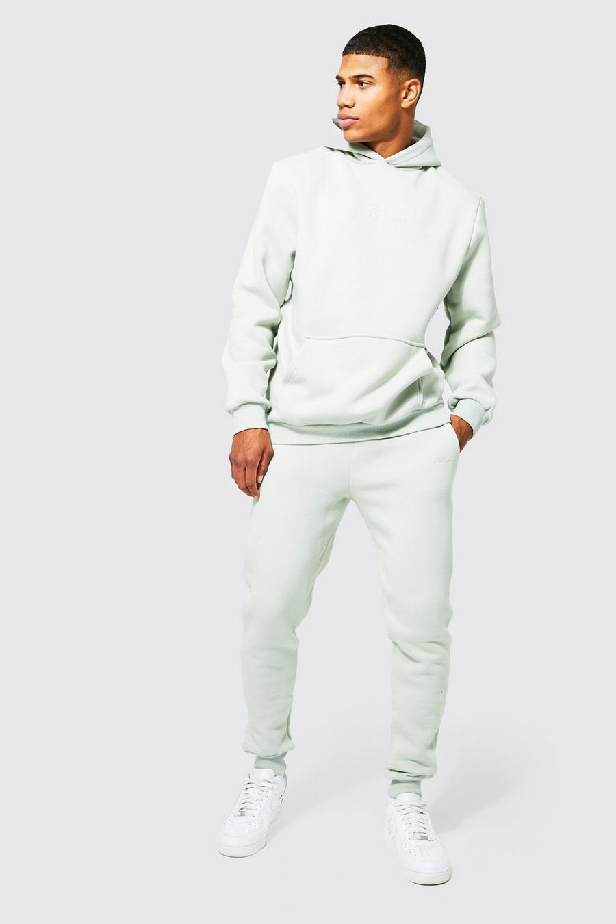 Sage green Man Signature Hooded Tracksuit