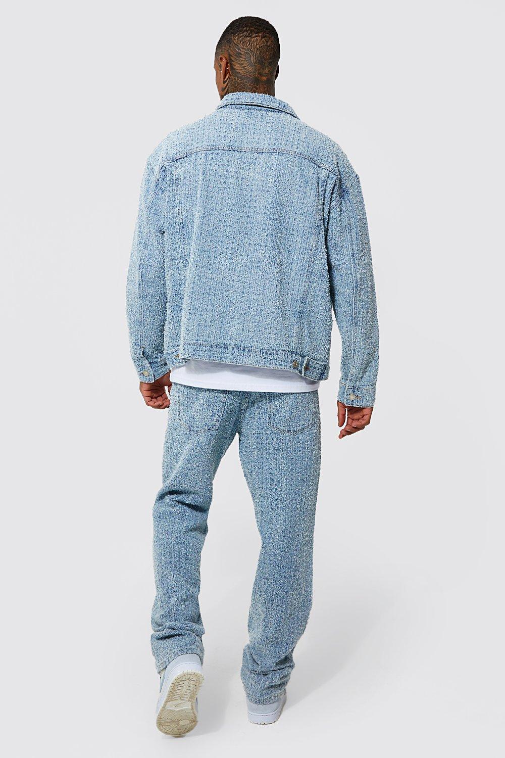 boohoo Mens Oversized Patchwork Denim Cagoule - Blue M