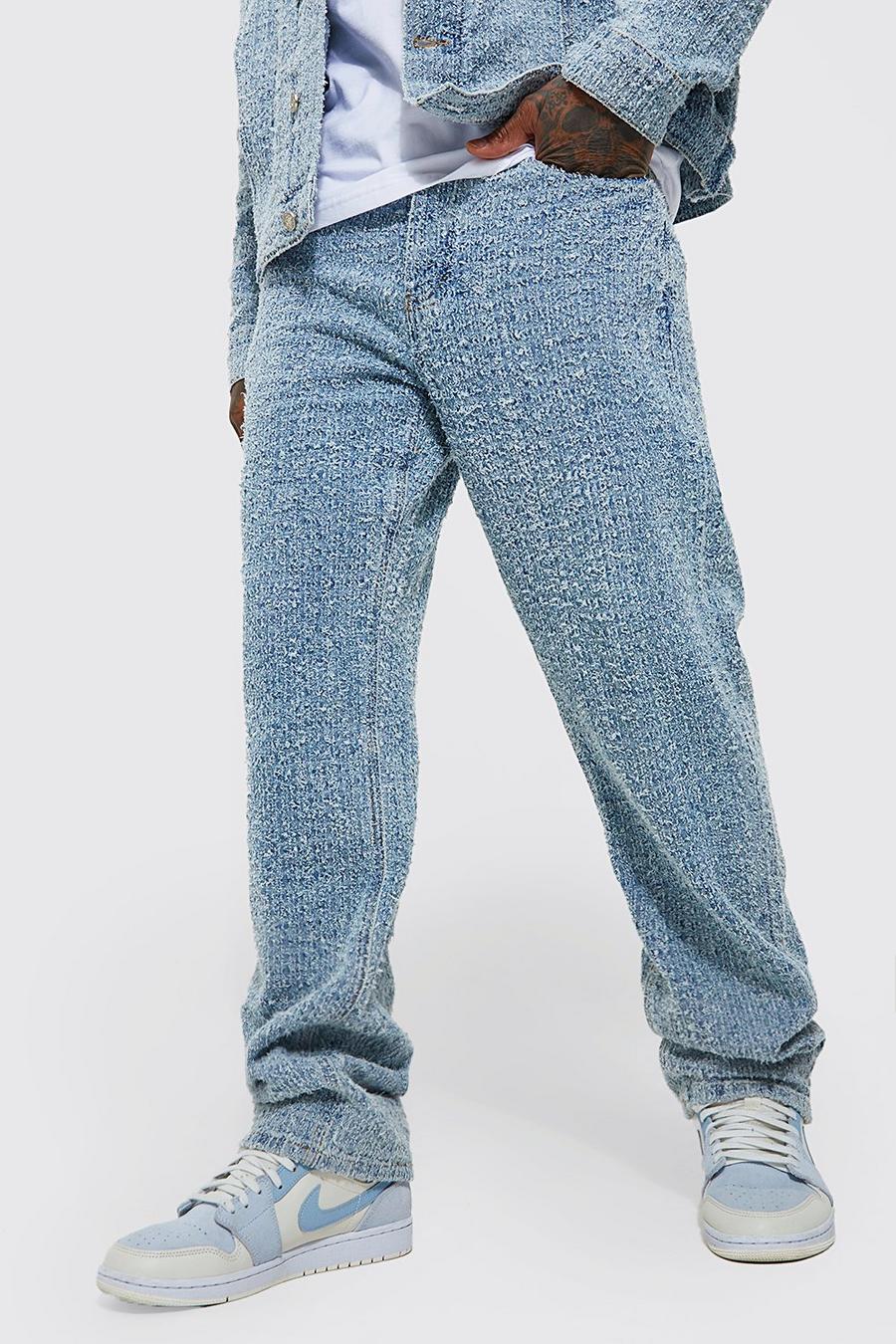 Light blue bleu Relaxed Fit Fabric Interest Jeans image number 1