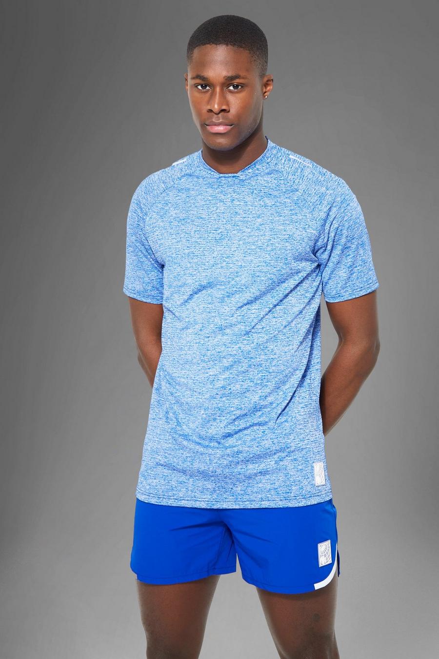 Blue blau Man Active Marl Raglan T Shirt