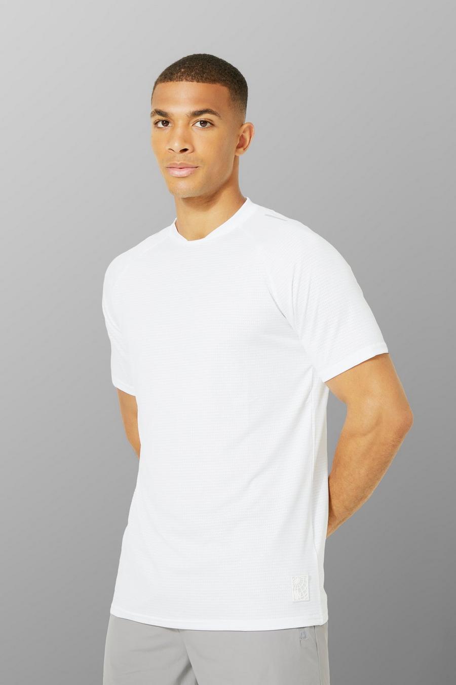 T-shirt Man Active in mélange con maniche raglan, White bianco