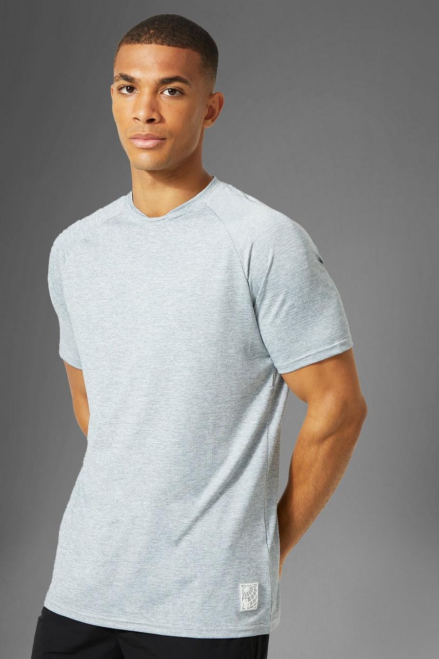 Camiseta MAN Active de ranglán jaspeada, Grey grigio