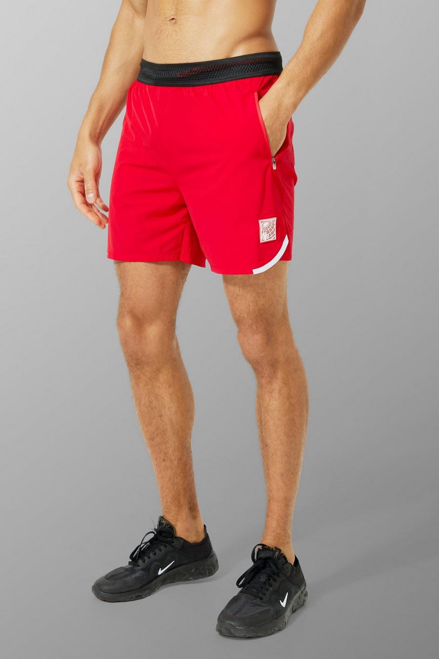 Man Active Shorts mit reflektierendem Detail, Red