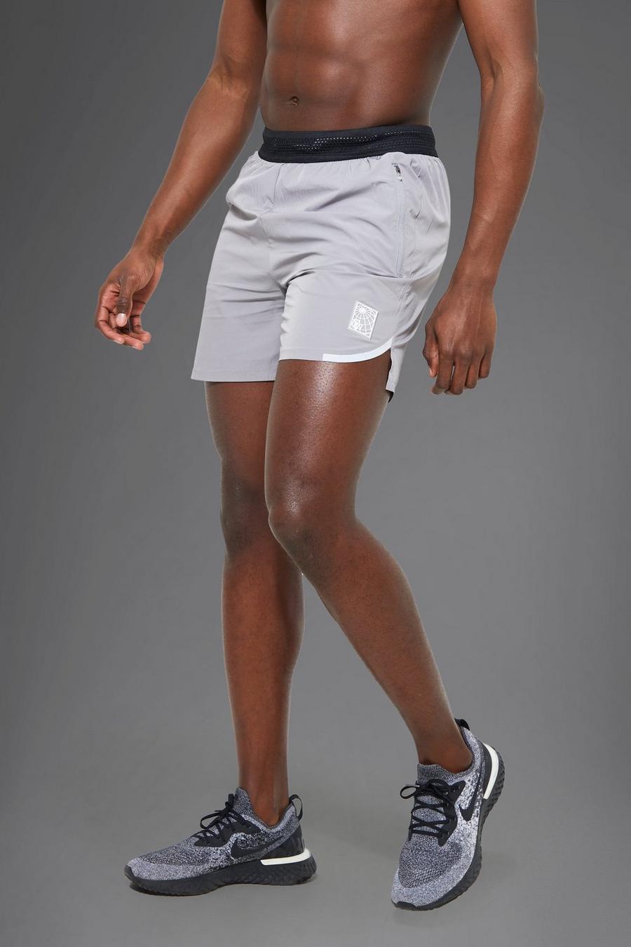Man Active Shorts mit reflektierendem Detail, Grey image number 1