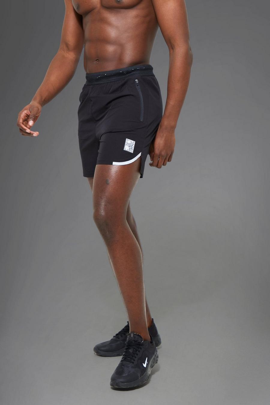 Man Active Shorts mit reflektierendem Detail, Black image number 1