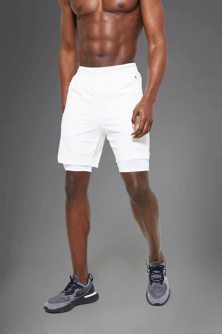 Pantalón corto MAN Active 2 en 1, White blanco