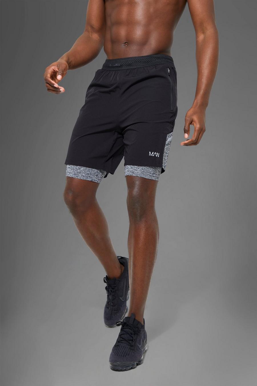 Black noir Man Sportieve 2-In-1 Shorts