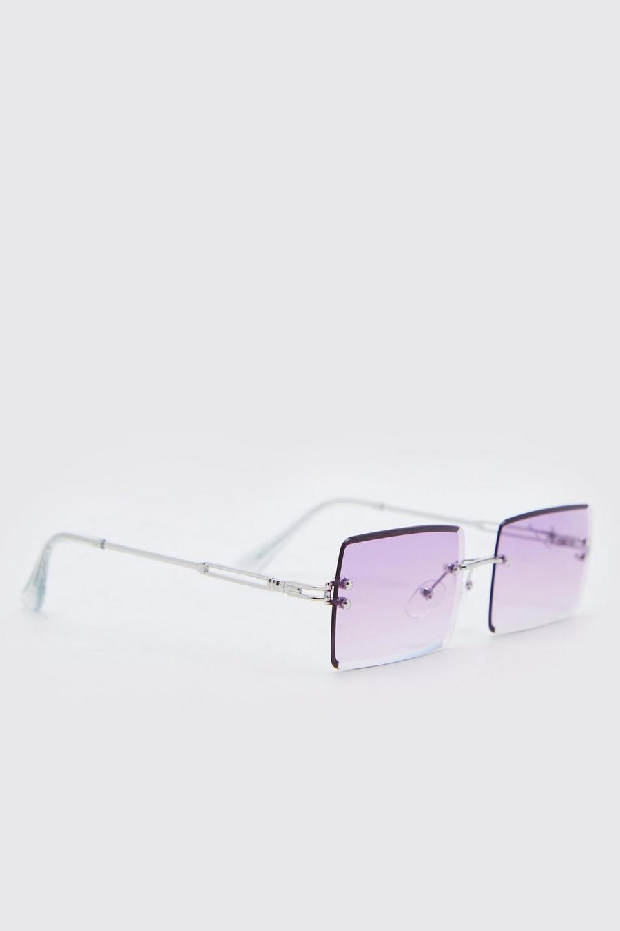 Lilac purple Rektangulära solglasögon i återvunnet material image number 1