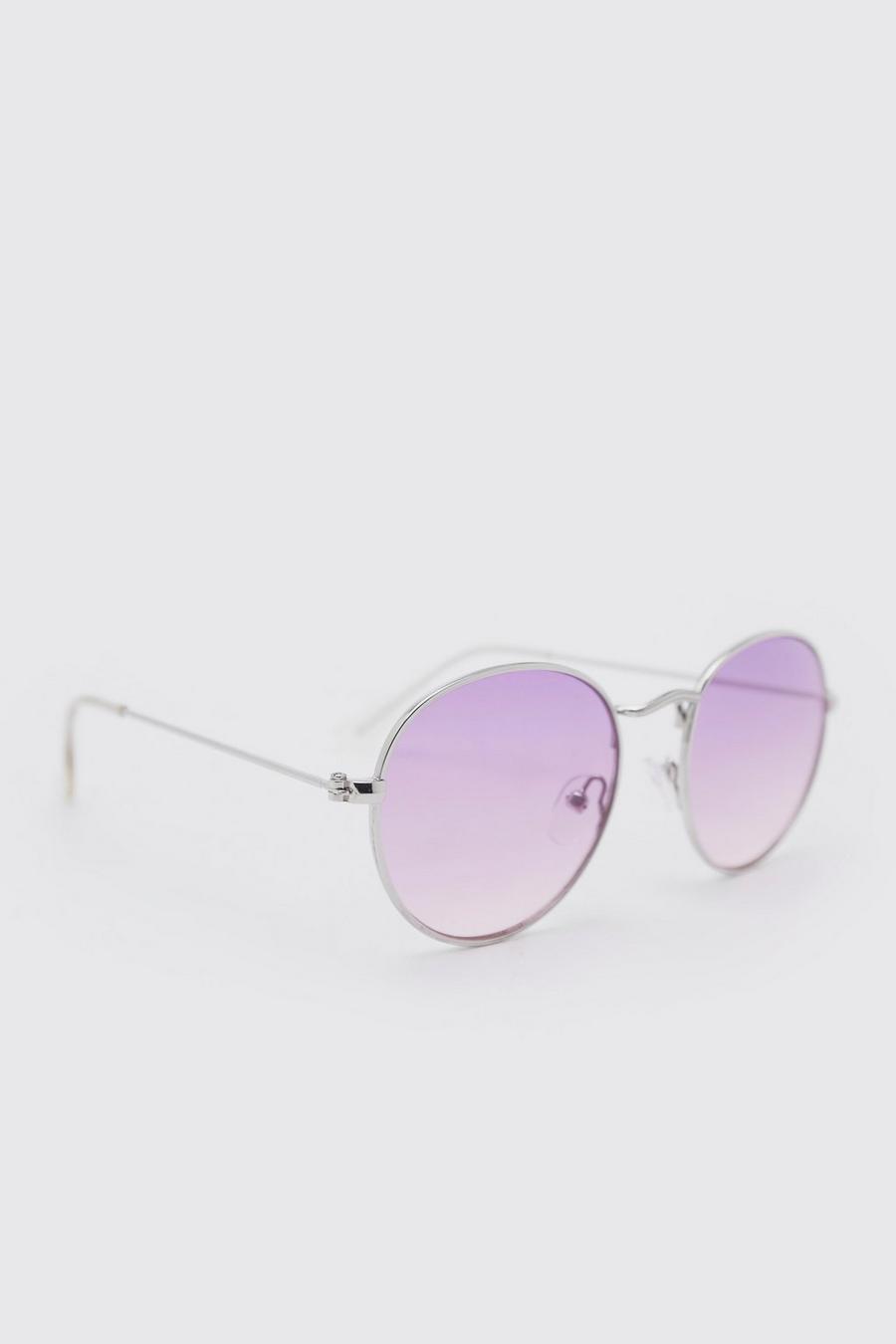 Lilac purple Metal Round Ombre Sunglasses