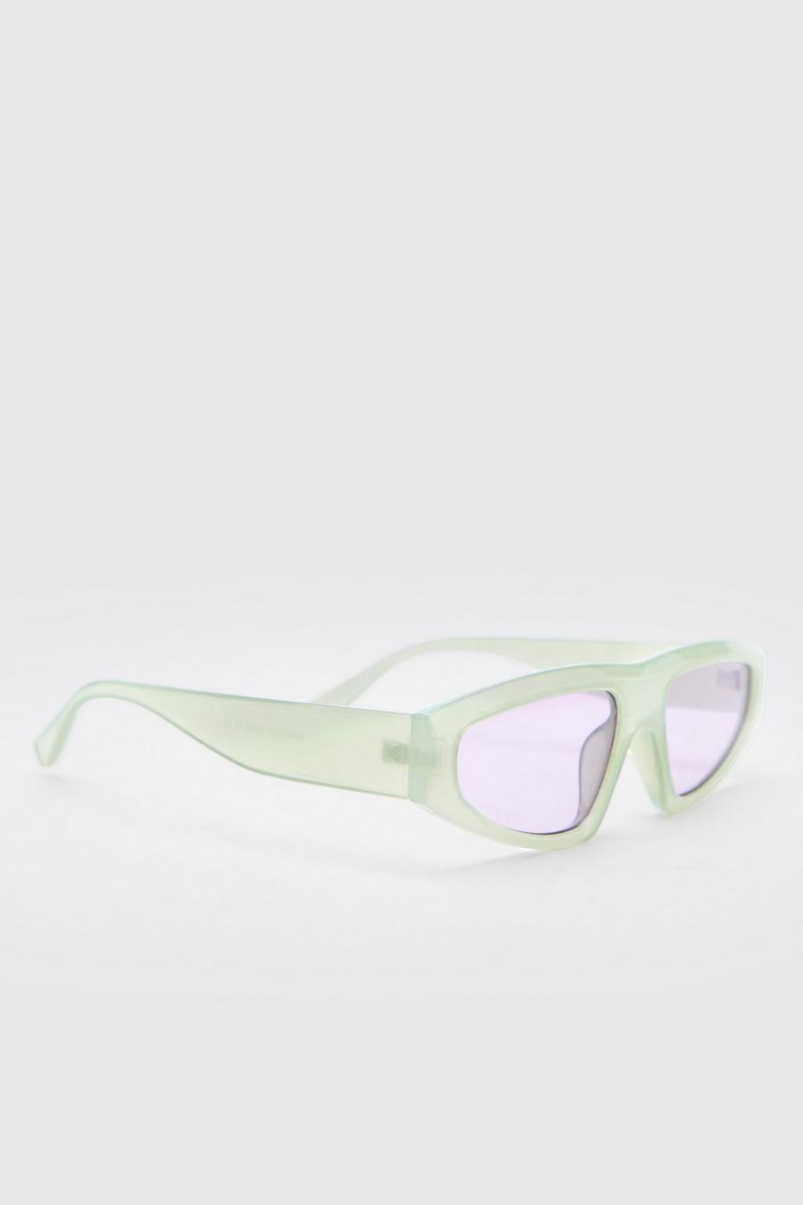 Sage green Plastic Angled Flat Top Sunglasses image number 1