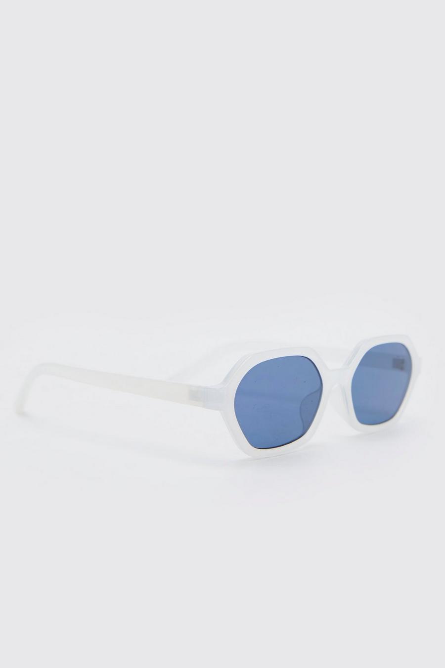 White Plastic Hexagon Sunglasses image number 1