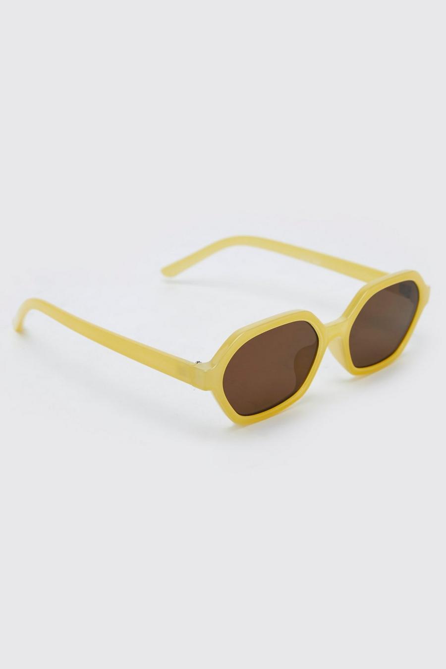 Yellow Plastic Hexagon Sunglasses image number 1