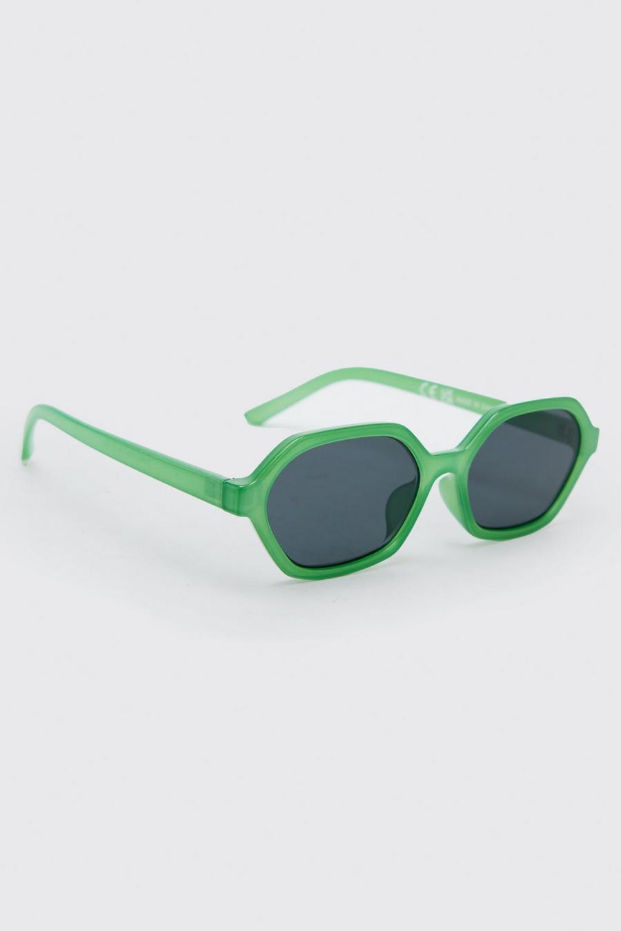 Green Plastic Hexagon Sunglasses image number 1