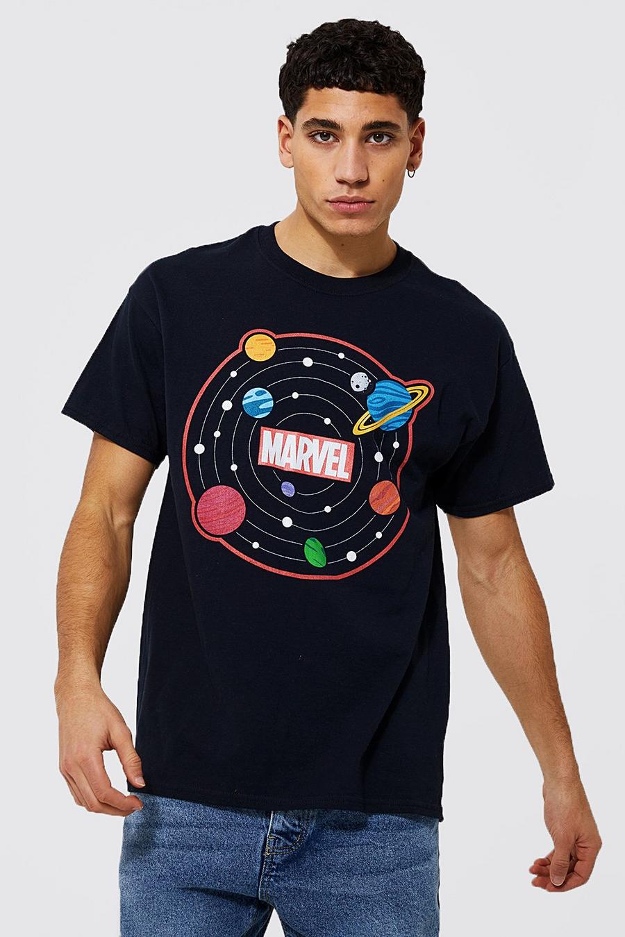 Black Marvel Space License T-shirt image number 1