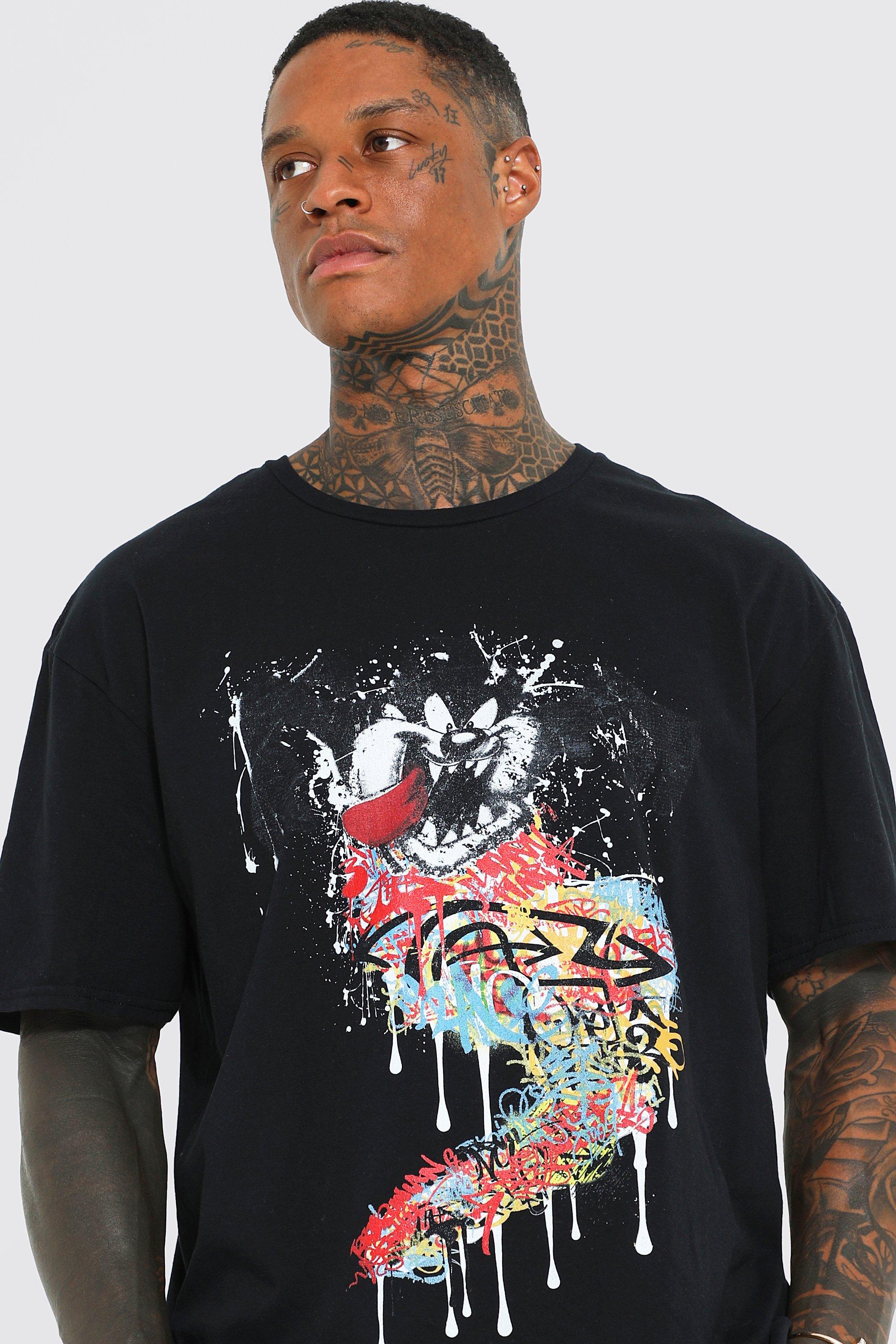 T shirt oversize con stampa ufficiale di Taz effetto graffiti boohoo IT