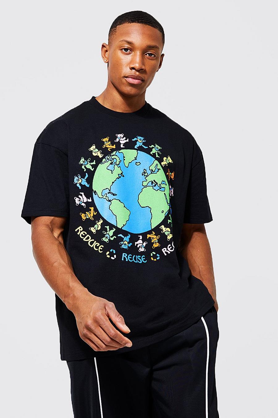 Black Oversized Gerecycled Grateful Dead T-Shirt image number 1