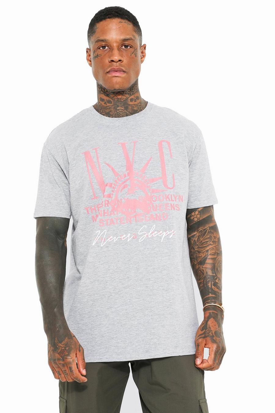 Grey marl Oversized Nyc Graphic T-shirt image number 1