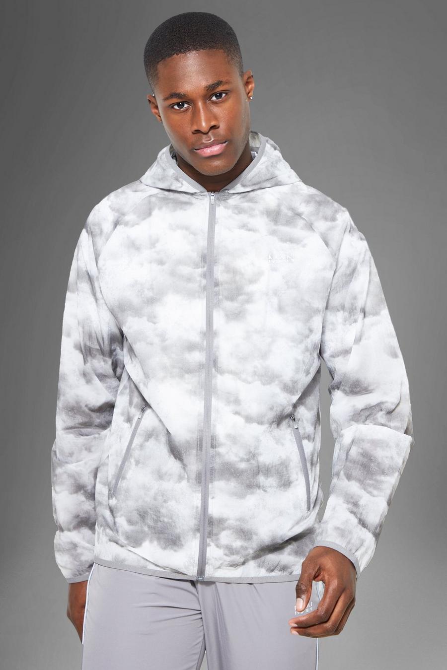 Grey gris Man Active  Abstract Reflective Windbreaker image number 1