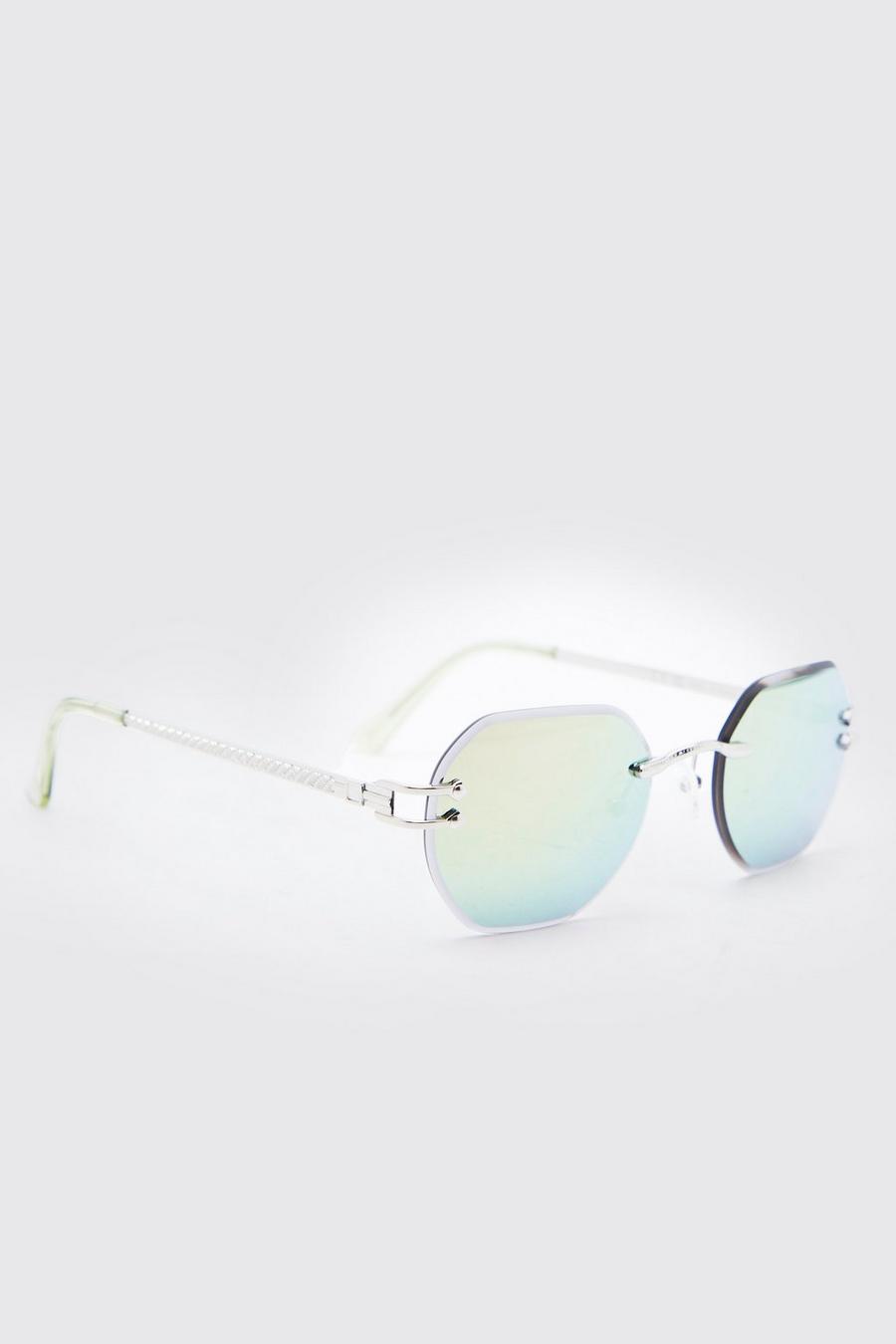 Metal Mirrored Hexagon Sunglasses | boohoo Metal Mirrored Hexagon Sunglasses | boohoo