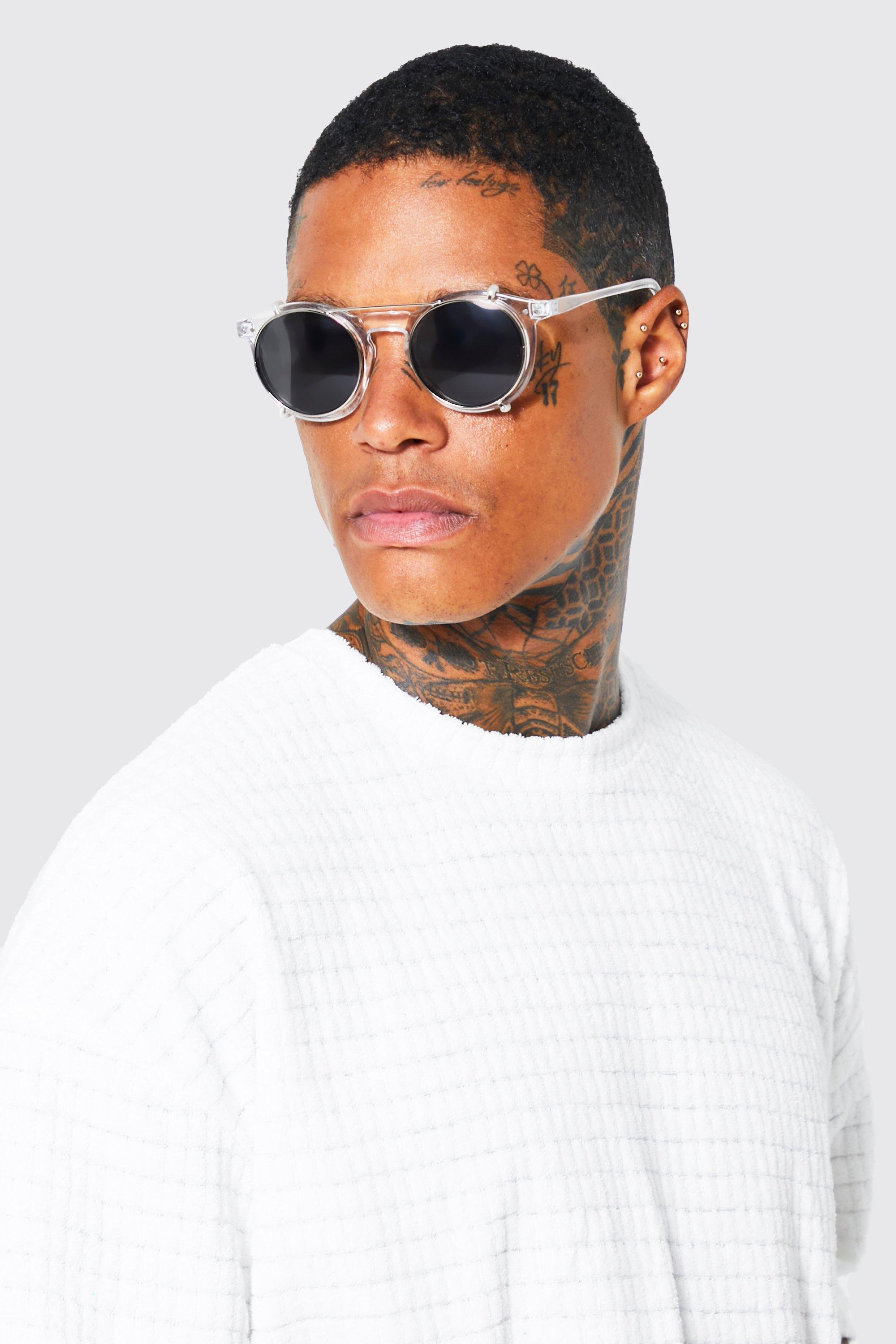 Men's circle shop frame sunglasses