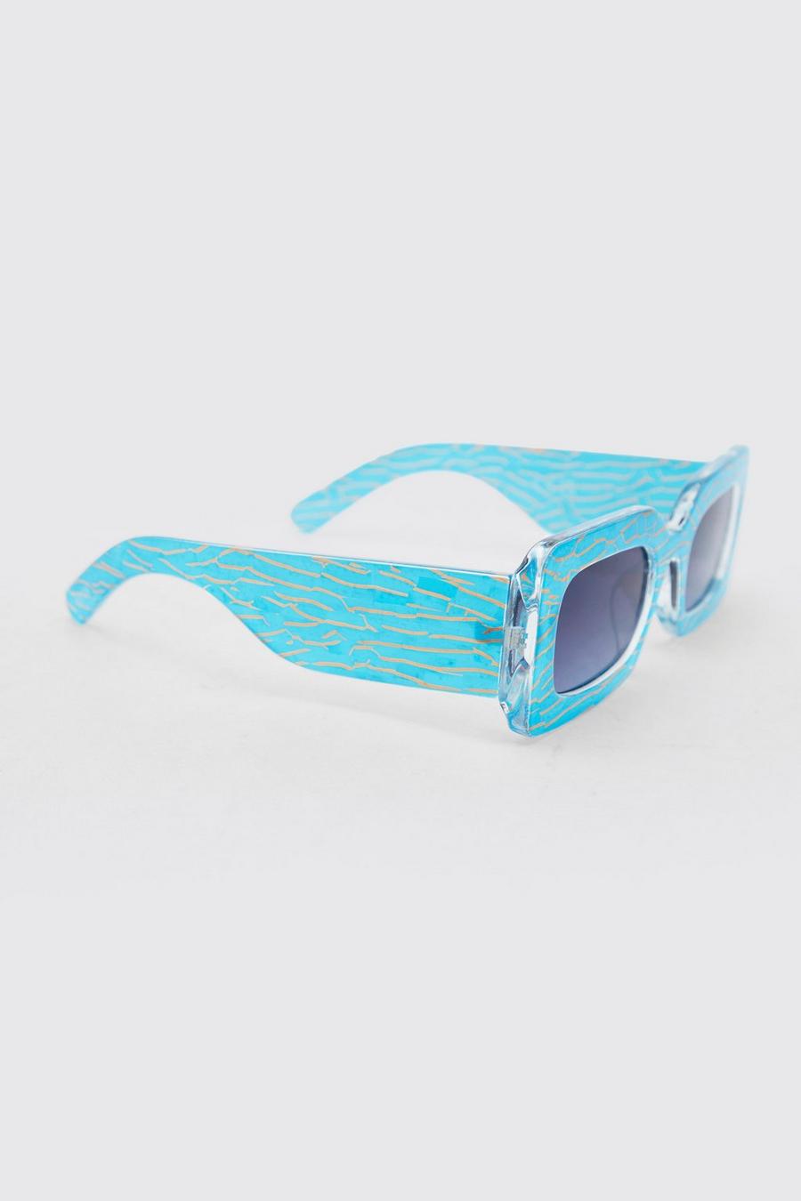 Gafas de sol recicladas anchas iridiscentes, Blue azul image number 1