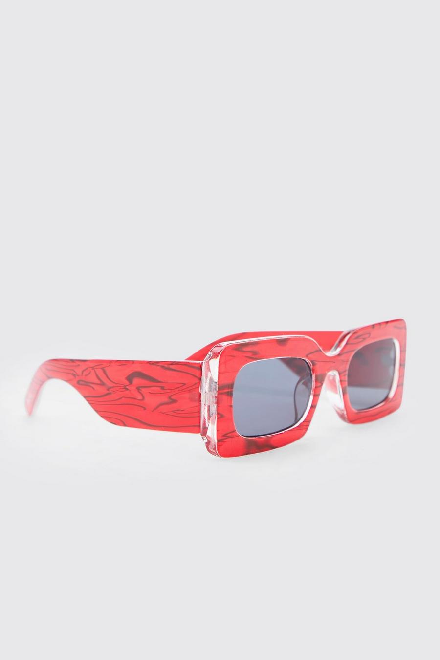 Red Chunky Iridescent Sunglasses