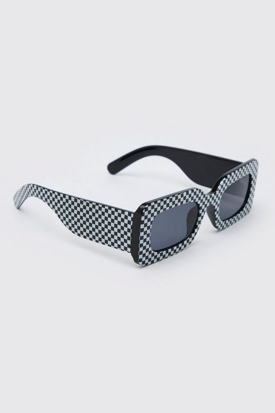 White Chunky Plastic Check Sunglasses image number 1