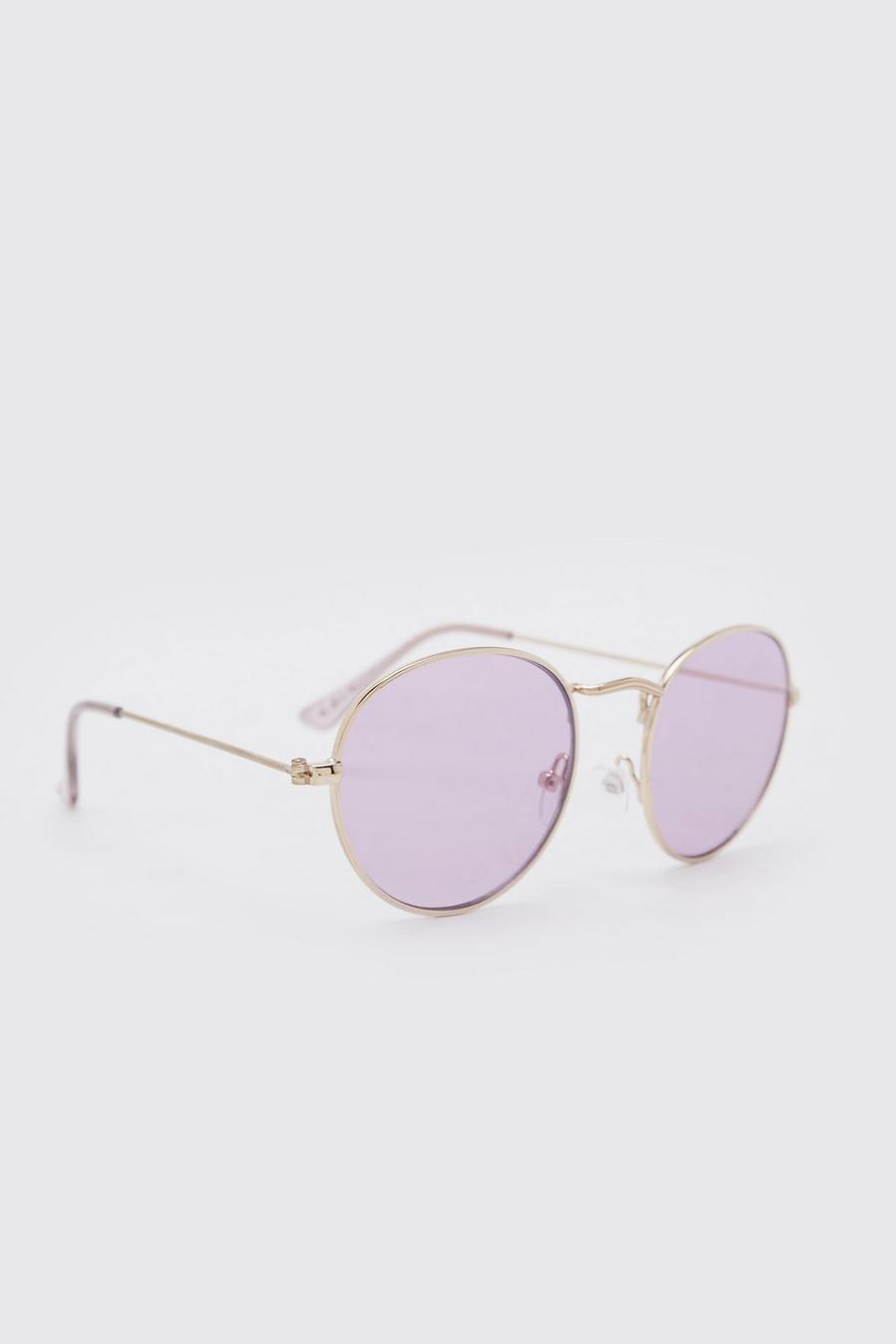 Purple lila Metal Round Sunglasses