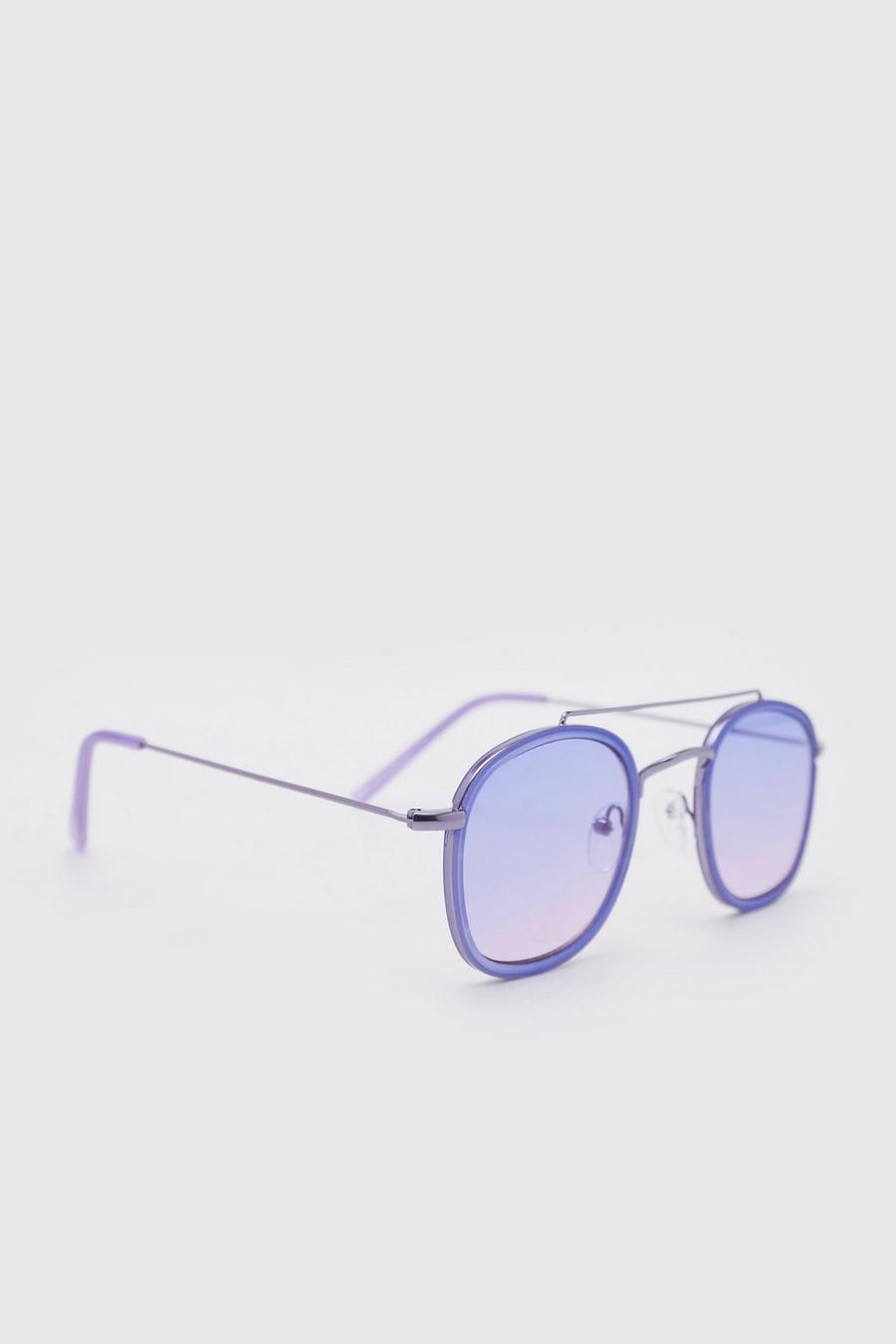 Purple Metal Bar Round Sunglasses image number 1
