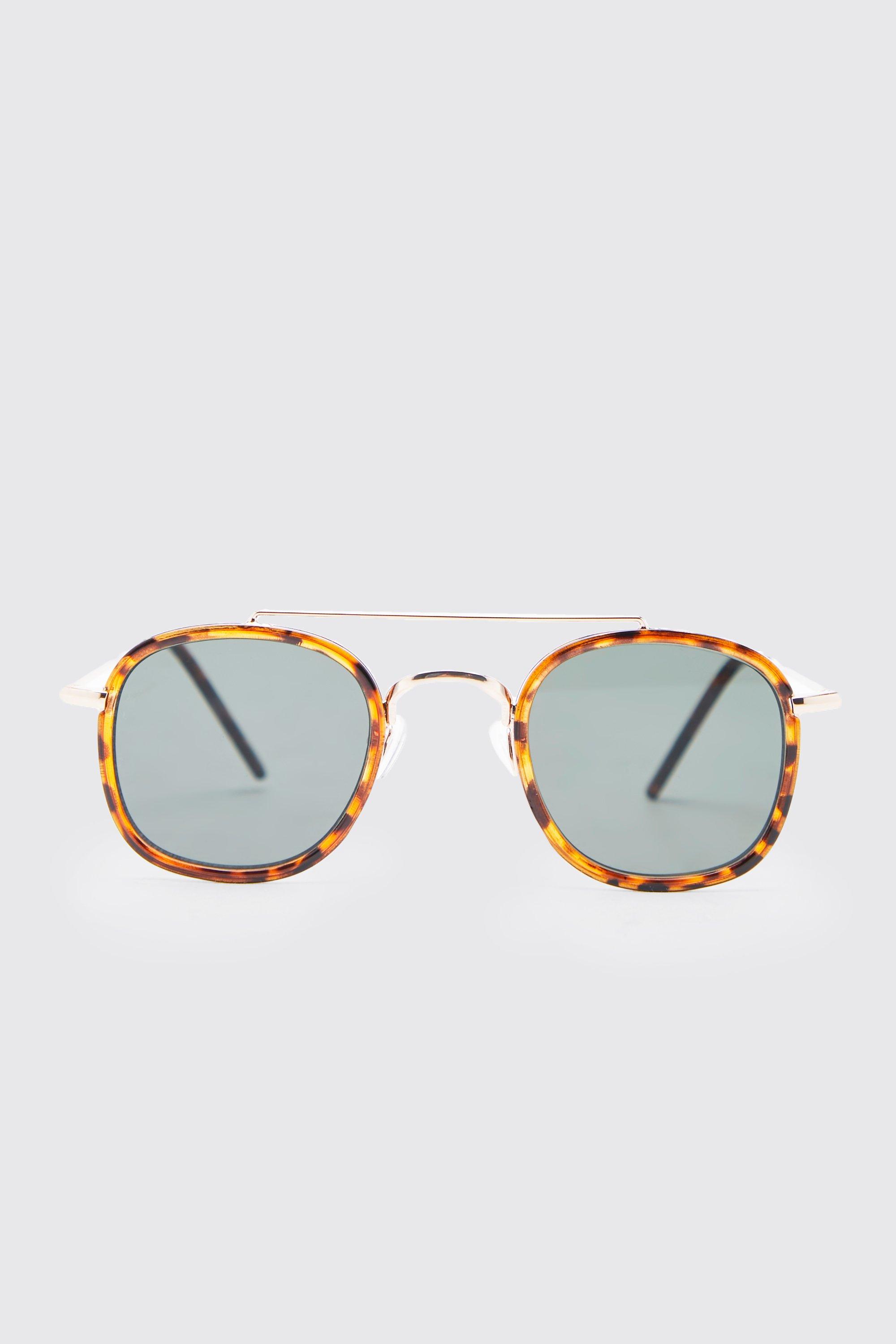 Metal Bar Round Sunglasses boohoo IL