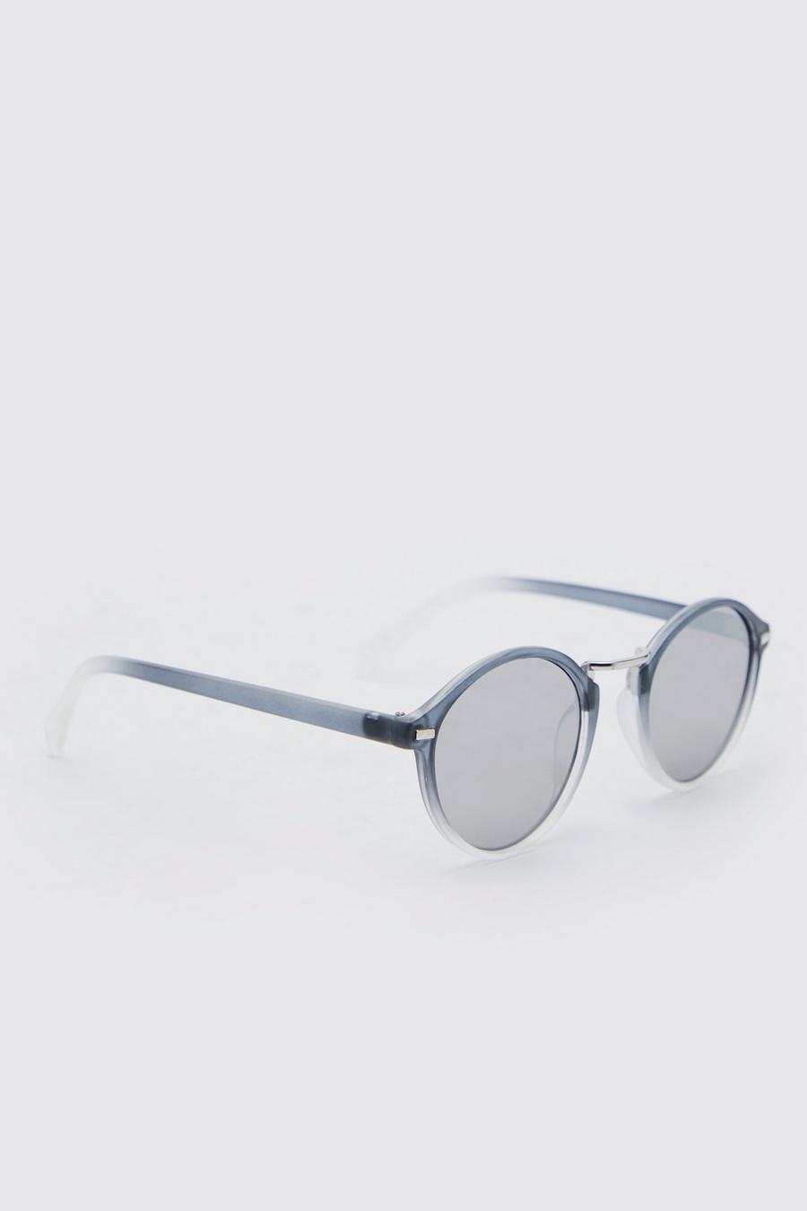 Grey Plastic Metal Nose Round Sunglasses image number 1