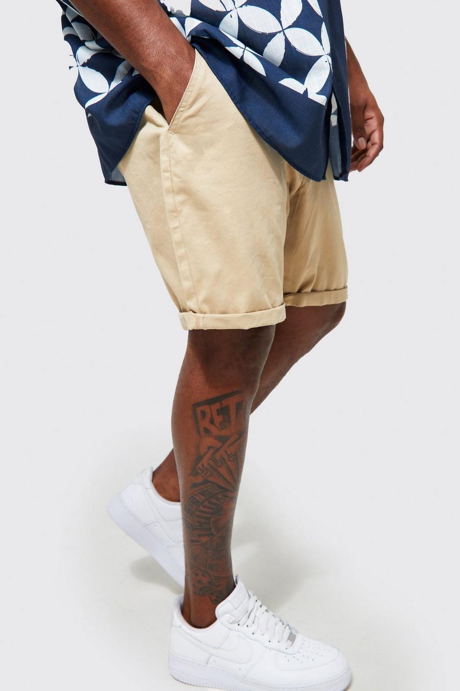 Pantaloncini Chino Plus Size Slim Fit, Stone image number 1
