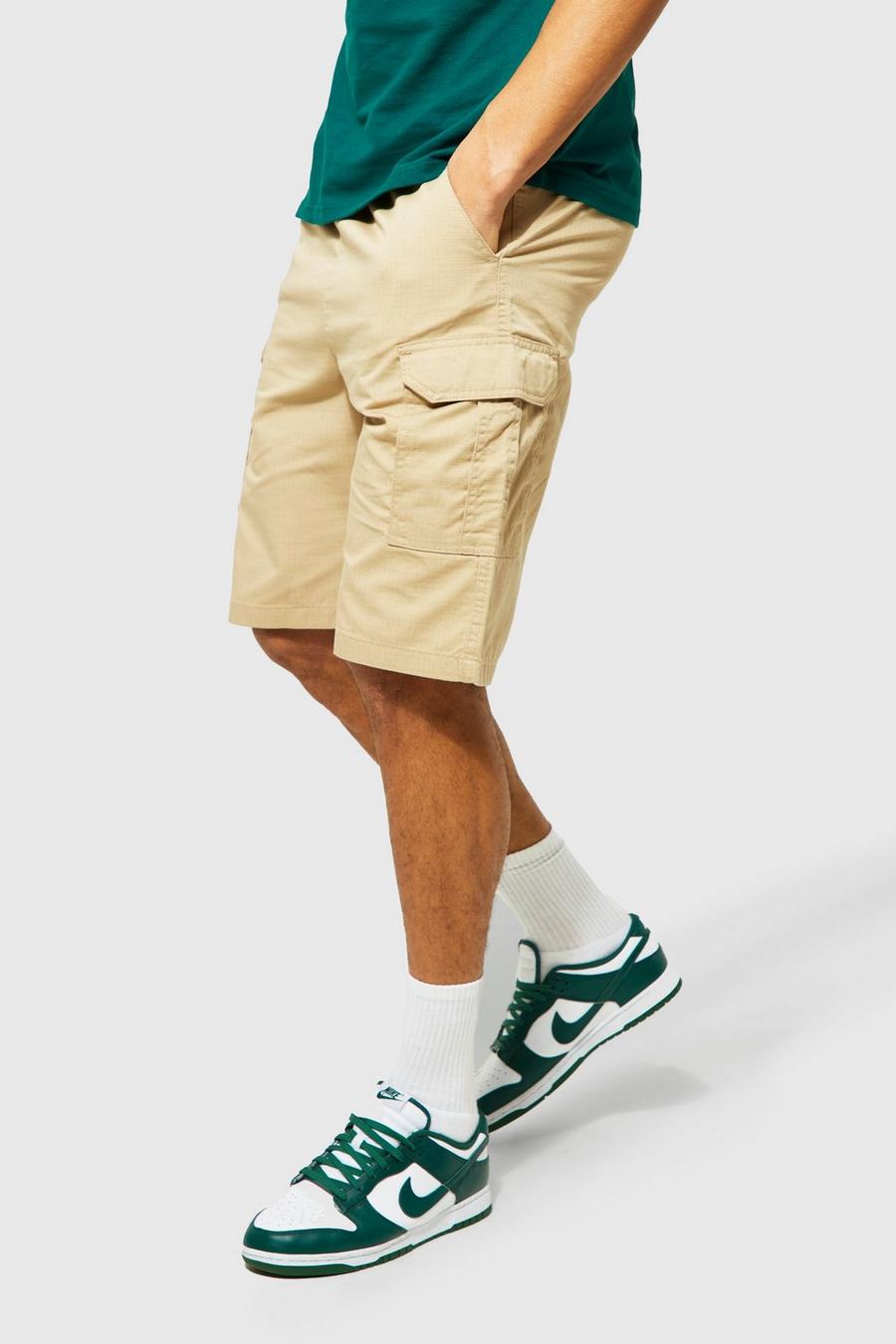 Stone Tall Cargo Shorts Met Elastische Taille image number 1