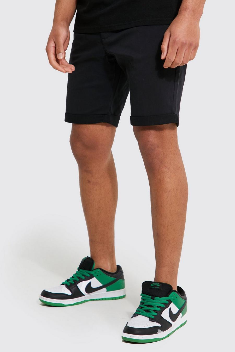 Black schwarz Tall Skinny Fit Chino Shorts