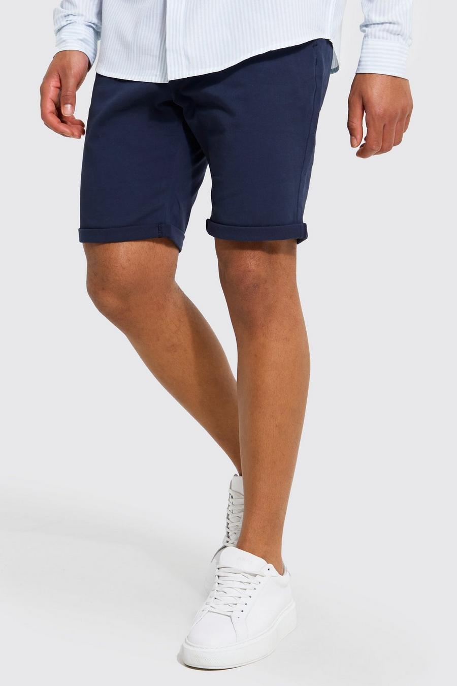 Navy Tall Skinny Fit Chino Shorts image number 1