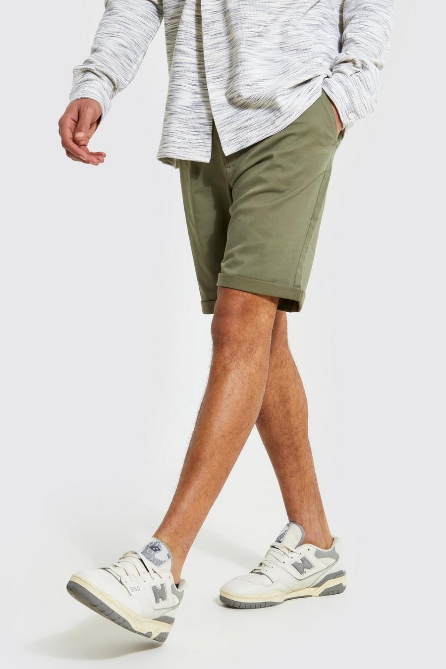 Khaki Tall Skinny Fit Chino Shorts image number 1