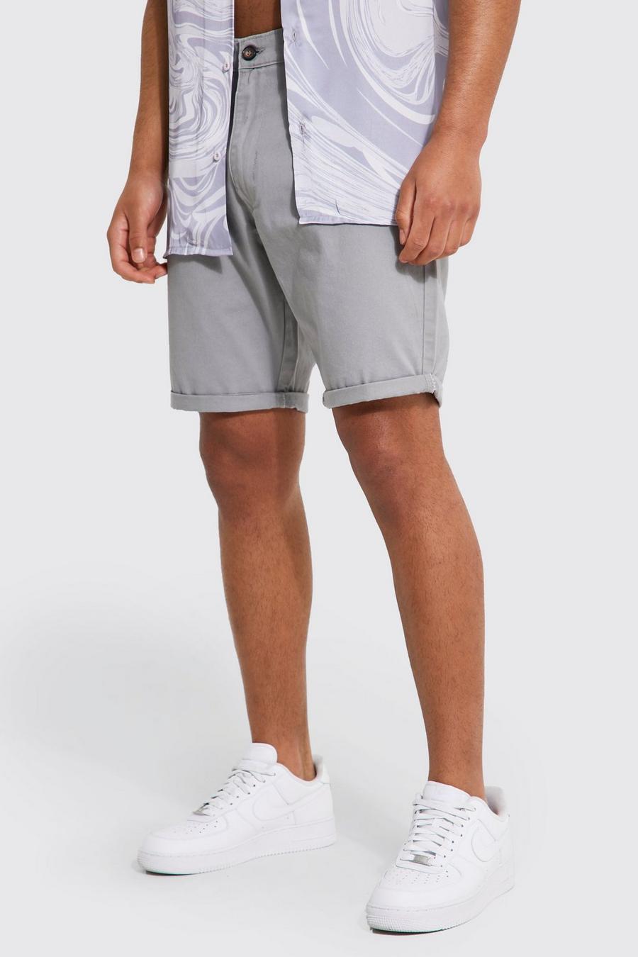 Grey Tall Slim Fit Chino Shorts image number 1